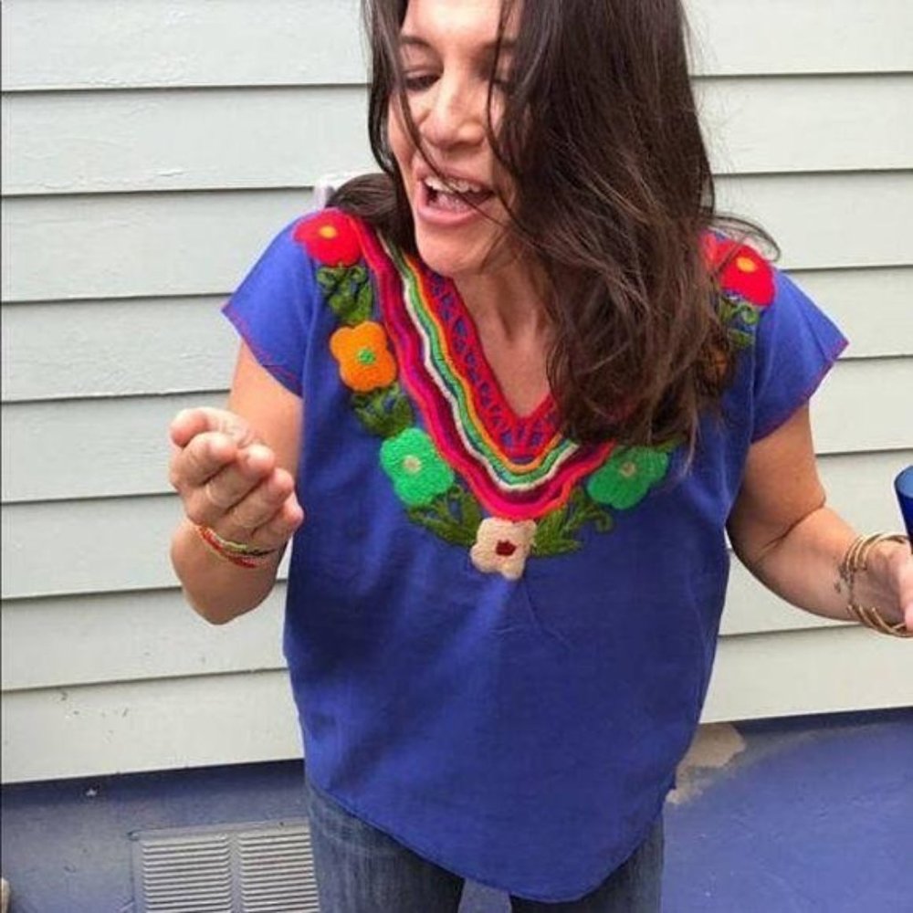 Costume Baldor Mexican Embroidered Tunic Collar